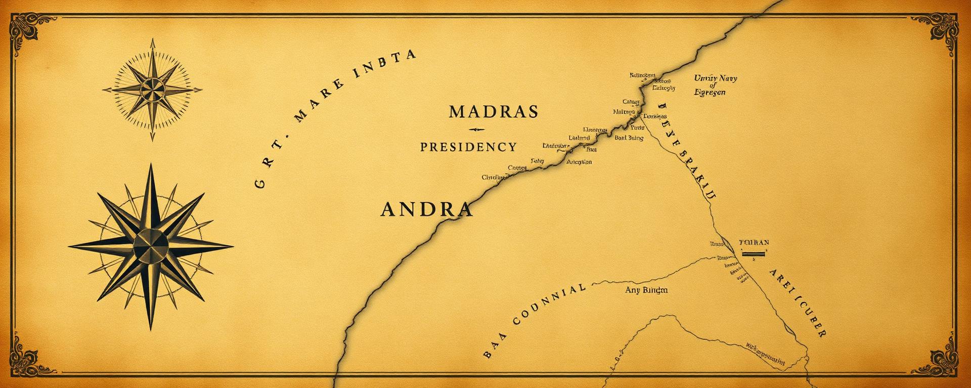 Antique map of the Madras Presidency and Andhra region